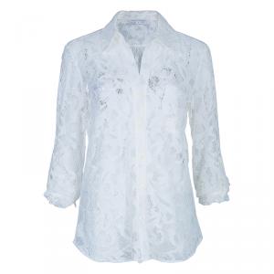 Pre Owned Diane von Furstenberg Lorelei Two White Lace Top M