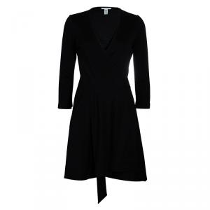 Pre Owned Diane Von Furstenberg Black Long Sleeve Ballerina Wrap Dress M