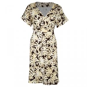 Pre Owned Diane Von Furstenberg Toby Brown Wrap Dress L