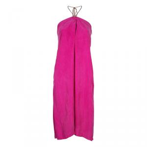 Pre Owned Diane Von Furstenberg Maui Fuschia Halter Dress M