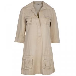 Pre Owned Diane Von Furstenberg Roberts Khaki Pocket Detail Dress M