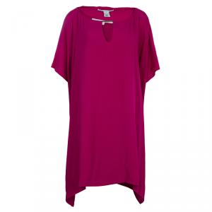 Pre Owned Diane Von Furstenberg Fuschia Beonica Dress L