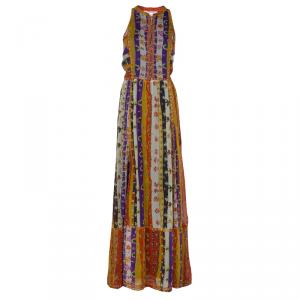 Pre Owned Diane Von Furstenberg Multicolor Print Embroidered Sleeveless Basmati Maxi Dress XL