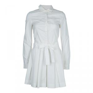 مملوكة مسبقًا Diane Von Furstenberg White Long Sleeve Belted Montana Shirt Dress S