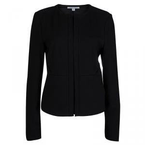 Pre Owned Diane Von Furstenberg Black Knit Zip Front Rover Jacket XL