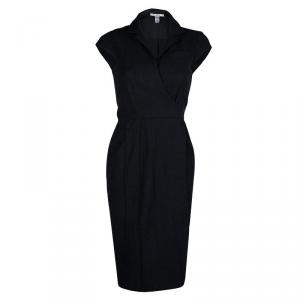 Pre Owned Diane Von Furstenberg Dark Grey Worsted Wool Griffith Wrap Dress M