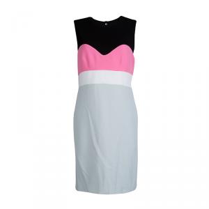Pre Owned Diane Von Furstenberg Colorblock Sleeveless Tamika Dress L