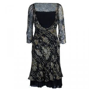 Pre Owned Diane Von Furstenberg Tamary Chiffon Printed Dress S