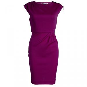 Pre Owned Diane Von Furstenberg Purple Wool Zip Detail Marchona Dress S