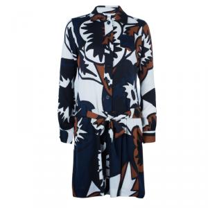 Pre Owned Diane Von Furstenberg Sheena Multicolor Silk Shirt Dress L