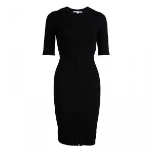 Pre Owned Diane von Furstenberg Black Knit Saturn Sheath Dress XS