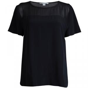 Pre Owned Diane von Furstenberg Black Silk Angela Top XL