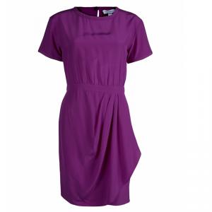 Pre Owned Diane Von Furstenberg Pink Silk Short Sleeve Eryn Dress S