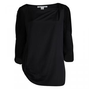 Pre Owned Diane von Furstenberg Cebolla Black Pleated Top M