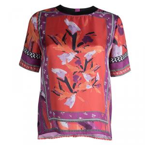 Pre Owned Diane Von Furstenberg Multicolor Silk Print Dayle Top XS