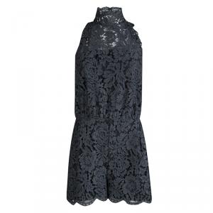 Diane von Furstenberg Grey Lace Sleeveless Jemmie Romper XS