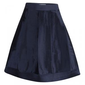 Pre Owned Diane Von Furstenberg Navy Blue Silk Lou Lou Skirt M
