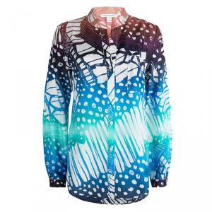 Pre Owned Diane Von Furstenberg Multicolor Printed Silk Gilmore Habotai Shirt M