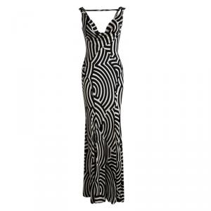 Pre Owned Diane Von Furstenberg Monochrome Rainbow Room Talon Maxi Dress M
