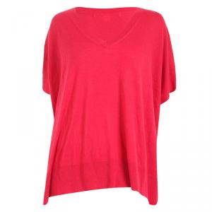 Pre Owned Diane Von Furstenberg Red Oversized Knit Top S