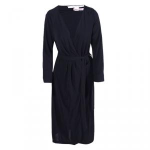 Pre Owned Diane Von Furstenberg Black New Julian Two Wrap Dress L