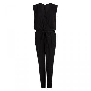 Diane Von Furstenberg Black Rawena Tie Detail Sleeveless Jumpsuit M