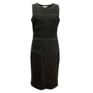 Pre Owned Diane Von Furstenberg Charcoal Grey Cotton Blend Sleeveless Dress L