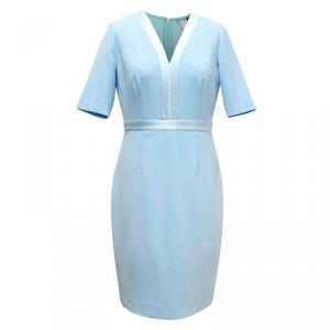 Pre Owned Diane Von Furstenberg Baby Blue Short Sleeve Dress M