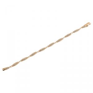 Pre Owned Dior Crystal Studded Gold Tone Bracelet Size 21 cm