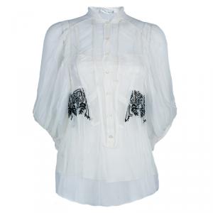 Dior White Beaded Chiffon Top M