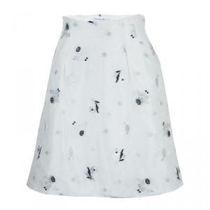         Dior Cream Lurex Embroidered Silk Skirt S
