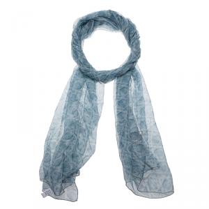 Dior Grey  Silk Cannage Print Scarf