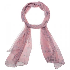 Dior Pink Floral Printed Silk Scarf