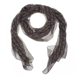 Dior Brown Silk Textured Monogram Stole 