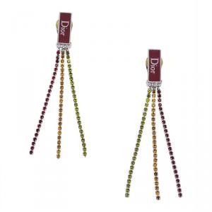 مملوكة مسبقًا أقراط ديور كريستال متعدد الألوان طويلة بكلبس