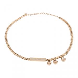 مملوكة  مسبقًا Dior Crystal Gold Tone Chain Necklace