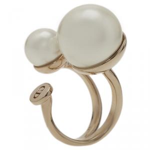 مملوكة مسبقًا Dior Ultradior Faux Pearl Gold Tone Ring Size 52