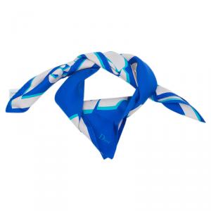Dior Navy Blue Silk Rose Printed Square Scarf