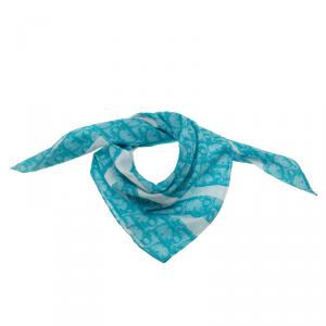 Dior Blue and White Diorissimo Print Cotton Square Scarf 