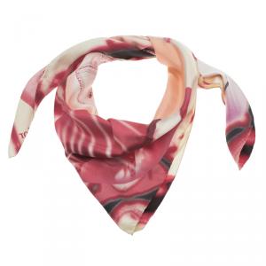 Dior Pink and Yellow Silk Printed Square Scarf