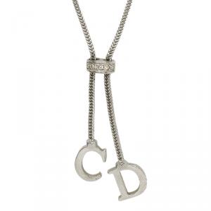 Dior CD Charm Pendant Silver Tone Necklace