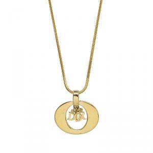 Dior Logo Charm Gold Tone Necklace