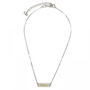 مملوكة مسبقًا Dior Silver Tone Logo Tag Necklace
