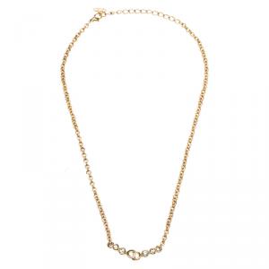 Dior Gold Tone CD Rhinestone Necklace