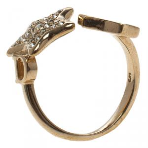 مملوكة مسبقًا Dior Mother of Pearl & Crystal Stars Rose Gold Tone Ring Size 49
