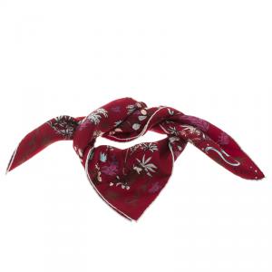 مملوكة مسبقًا Dior Salon d'Automne Red Printed Silk Square Scarf