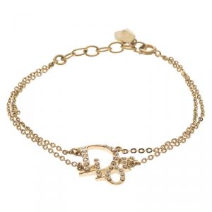 Dior Oblique Crystal Gold Tone Bracelet 20 cm