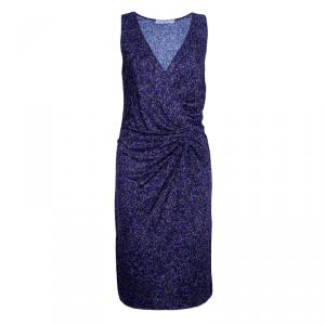 Dior Multicolor Print Sleeveless Draped Dress M