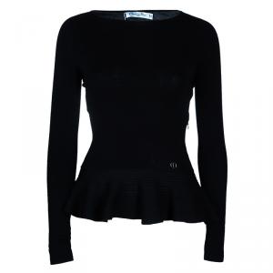 Dior Black Knit Peplum Top M