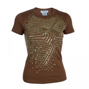 Dior Brown Sequin T Shirt S